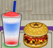 A chicken sandwich and slush