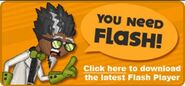 When you don't have Flash, he appears in the "You need Flash!" dialog box.