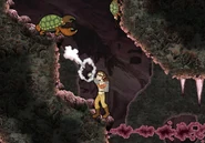 An Aeronaut attacking a Mimic with their Blaster Cuffs