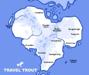 A Travel Trout map (now outdated) of the Papa Louie universe