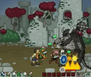 A Boulderbull attacking soldiers