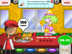 Papa's Donuteria To Go! Rank 3 Unlock Sprinks the Clown + Long