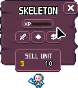 A skeleton about to be sold in Monster Castle Defense