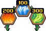 The three magic spells from Monster Castle: Level Pack