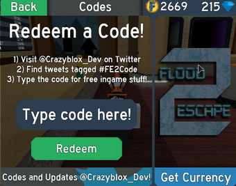 roblox flood escape 2 codes october 2018