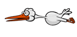 The sixth animation frame of the Stork