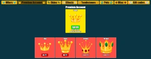 The Shop, where you can buy Gems and Premium Accounts.