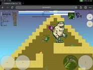 Two Grim Reapers that glitched a mummy into the top of the large pyramid