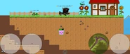 A pig stuck inside the blocks