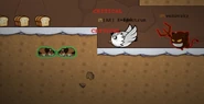 Two lemmings somehow glitched under the floor while a Demonic Imp is trying to kill the player