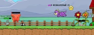 A severely damaged pig that is set on fire