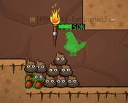 A poisoned pigeon sitting on a dung throne