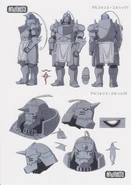 Full-Body, Half-Body, Facial Expression, and Chibi Sketches of Alphonse from the 2009 Brotherhood Anime.