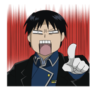 Roy's LINE Sticker from Fullmetal Alchemist: Brotherhood (non-animated version).