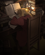 Edward Elric asleep after being engrossed in the many readings from National Central Library.