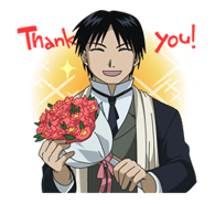 Roy's LINE Sticker from Fullmetal Alchemist: Brotherhood (non-animated version).