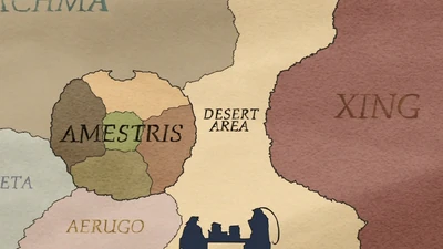 Mapa que muestra la ubicacion de Xing con respecto a la de Amestris