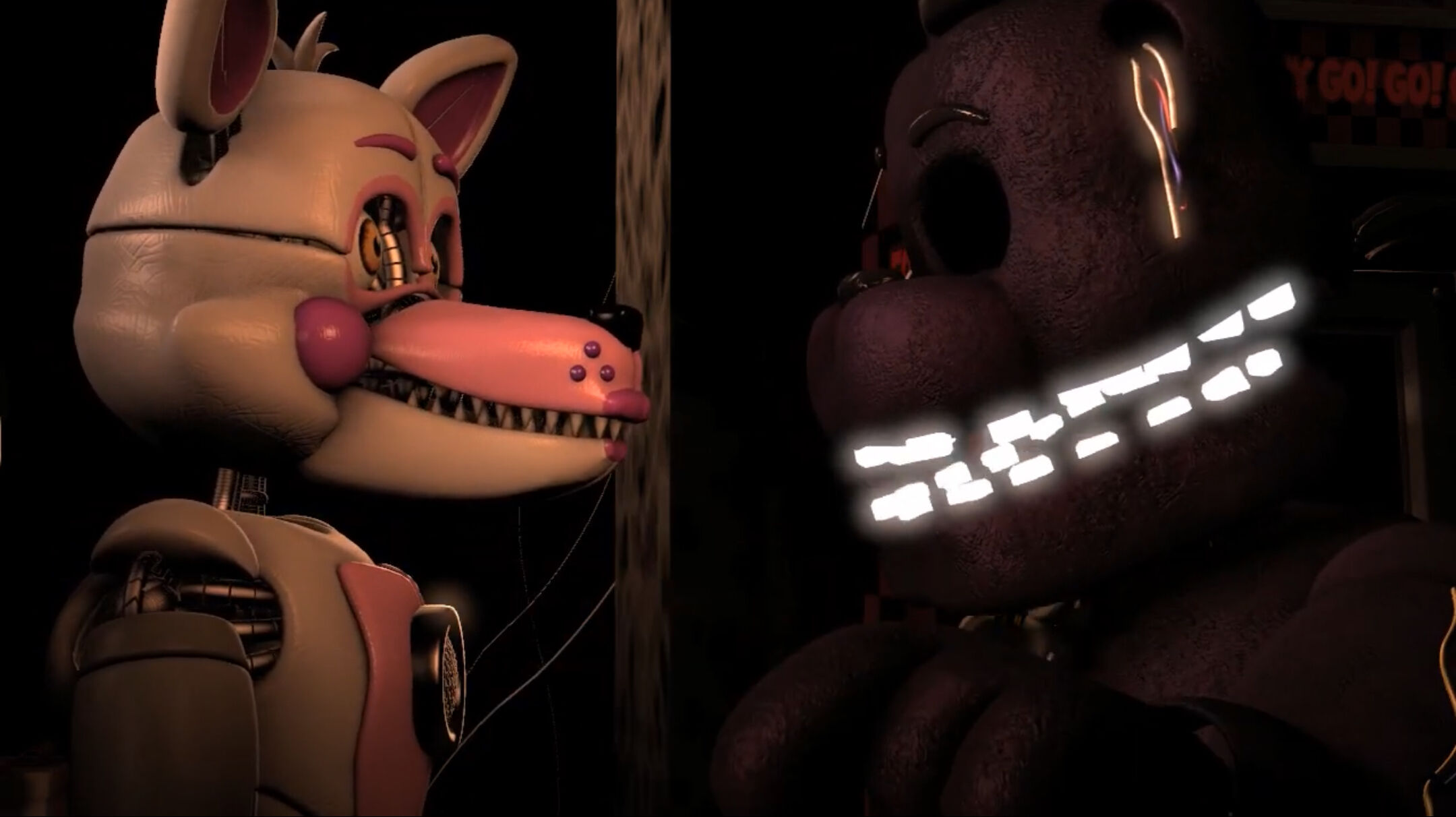 According to FNAF 2 there was a location with these characters with foxy  being replaced with Funtime foxy being put in the parts and service  alongside springbonnie, this location was possibly the