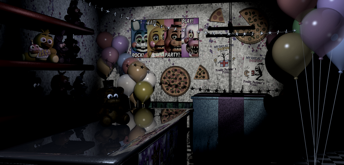 Fnaf 2 оригинальный. Комната Фредди ФНАФ 9. ФНАФ 2 комната Марионетки. FNAF 2 комната Марионетки. FNAF 2 Party Room 2.