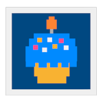The blue cupcake icon, before it's collected.