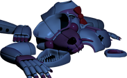 The remains of Funtime Foxy on the floor of the Scooping Room.