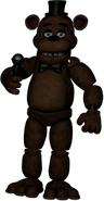 Freddy's first phase in the left hallway, as he spawns.