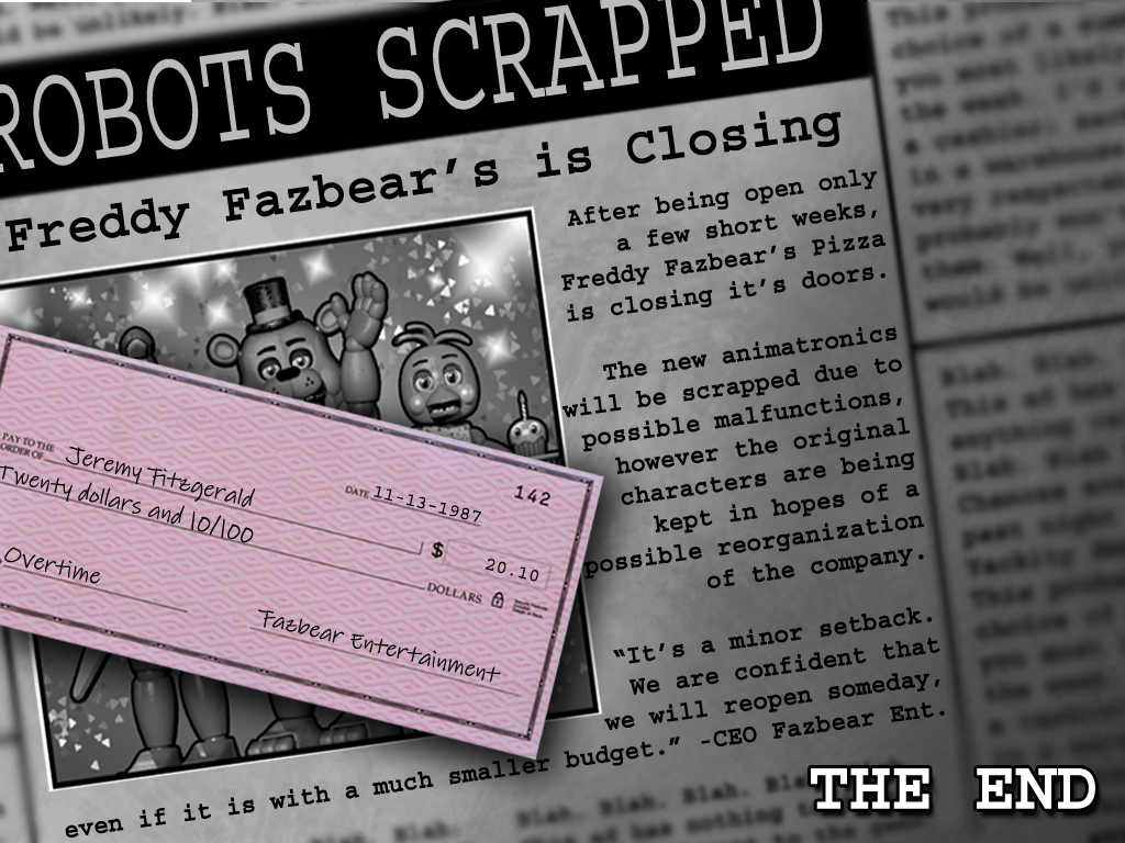 So, if we were to look at FNAF 1's paycheck, and if Freddy