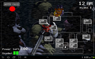 Cheat mode in effect. Evident by the pictures of the animatronics on the map, and that the power indicator is at 100%.