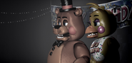 Toy Freddy with Toy Chica on the Show Stage, Toy Bonnie gone.