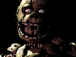 Detailed close-up of springtrap animatronic from five nights at freddy's