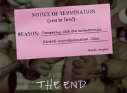 The termination slip following the Custom Night.