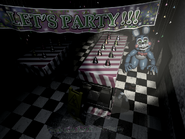 Toy Bonnie in Party Room 2, about to enter the vent.