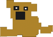 Golden Freddy as he appears in the SAVETHEM minigame, this time with white pupils.