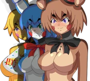 The first pose of the main 3 on the Main Menu (FNiA2)