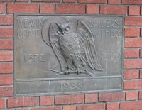 Owl plaque at Bohemian Grove, 624 Taylor Street, San Francisco, California