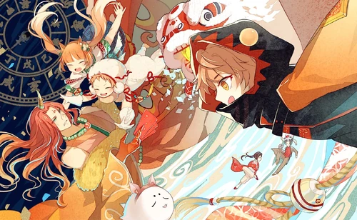 Illustration with Nian, Lion's Head, Mandarin Squirrel Fish and more.