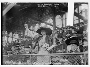 Charles Ebbets' daughter throws out the first pitch, at an exhibition game on April 5, 1913.