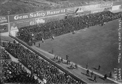 Ebbets left field corner in 1920 World Series, with temporary bleachers sitting on the "terrace".