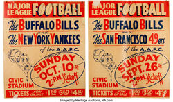 AAFC (1946-49) featuring the Cleveland Browns – map with selected uniforms  and logos of the teams: Baltimore Colts (I), Brooklyn football Dodgers  [AAFC], Buffalo Bisons/Bills (I), Chicago Rockets/Hornets, Cleveland Browns,  Los Angeles