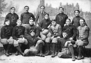 1895 Penn football team. 1) John H. Minds, 2) Wm. Farran 3) W. C. Lehman, Mgr 4) Wylie Woodruff 5) Edward Blair 6) Byron Dickson 7) Harry Off 8) George Brook 9) Samuel Boyle 10) Carl Williams, capt. 11) Chas