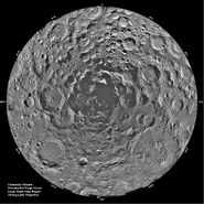 Lunar south pole, from lunar probe Clementine (1994), with Shackleton in the middle