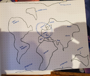 Approximate sketch of the world and Heathmoor's location.