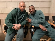 Rio Rocket and Hassan Johnson on set