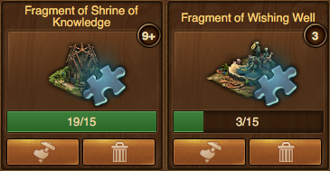Fragments in inventory
