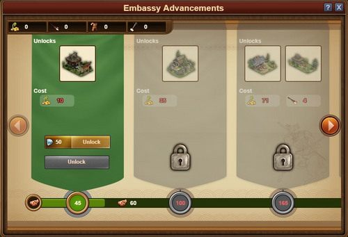 Embassy Advancements window