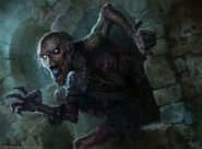 A zombie shambling its way through a dungeon.
