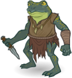 A dark green bullywug from Idle Champions of the Forgotten Realms