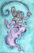 An illustration of an air archon zephyrhaunt, made to promote their appearance in the Legendary Evils set of Dungeons & Dragons Miniatures.