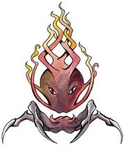 The symbol of the Cult of the Dragon, which formed the clasp for the book.