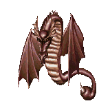 A depiction of a wyvern.